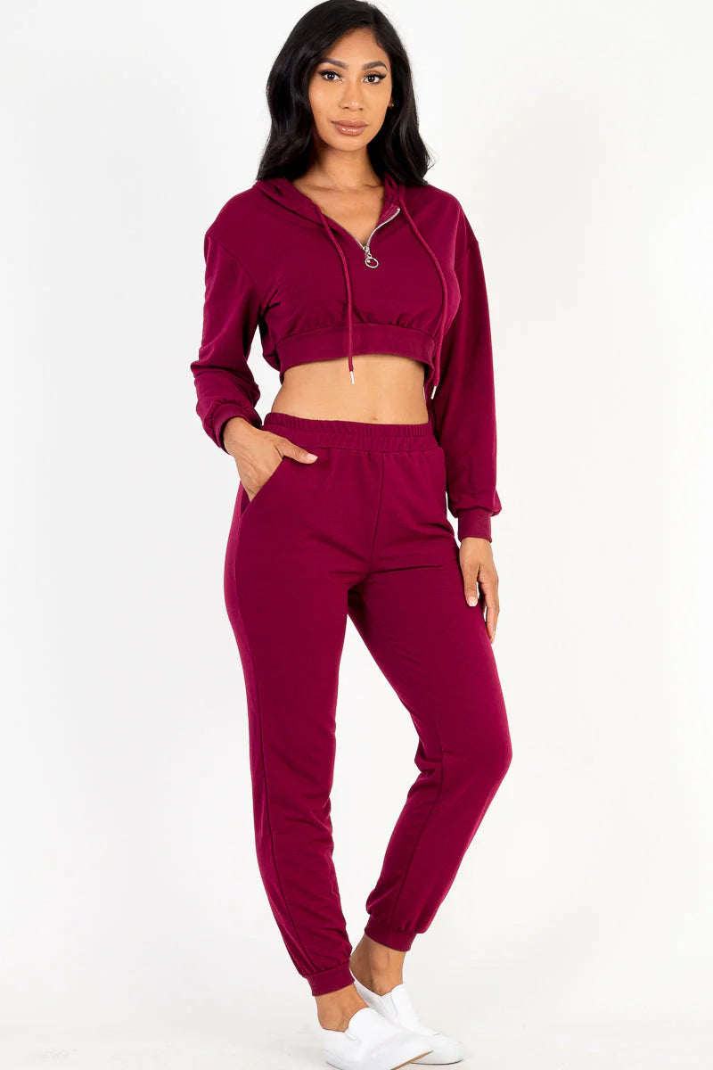 French Terry Half Zip Hoodie and Joggers Set (CAPELLA)