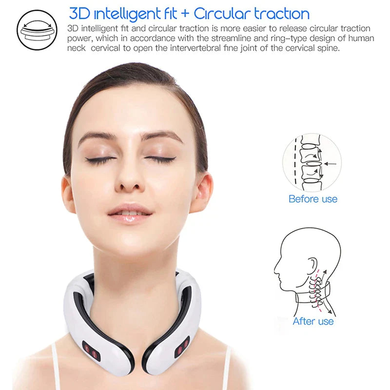 Electric Cervical Pulse Neck Massager Muscle Relax Massage Magnetic Therapy US