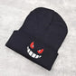 Winter Outdoor Beanie Cartoon Embroidery Big Mouth Red Eyes Embroidery Knitted Hat Pullover Warm Woolen Hat