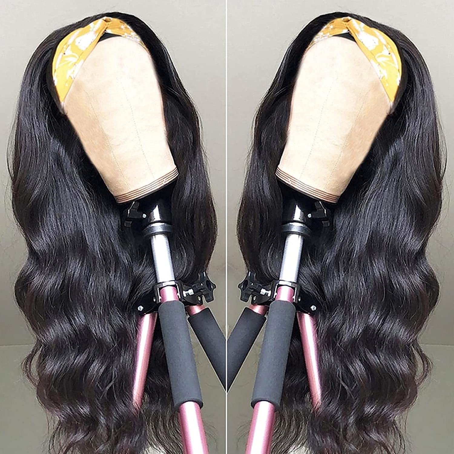 Body Wave Headband Wig Human Hair Headband Wigs for Black Women Brazilian Virgin Hair Wear and Go Glueless Wigs Human Hair Headband Wig 150% Density (18" Headband Wigs)