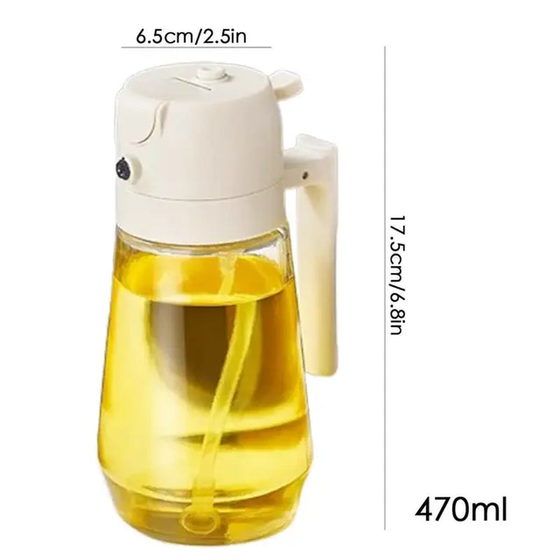 Oil Spray Bottle, Oil Dispenser and Vinegar Sprayer with 3 Replaceable Nozzle Glass Cooking Oil Preparation Dispensers